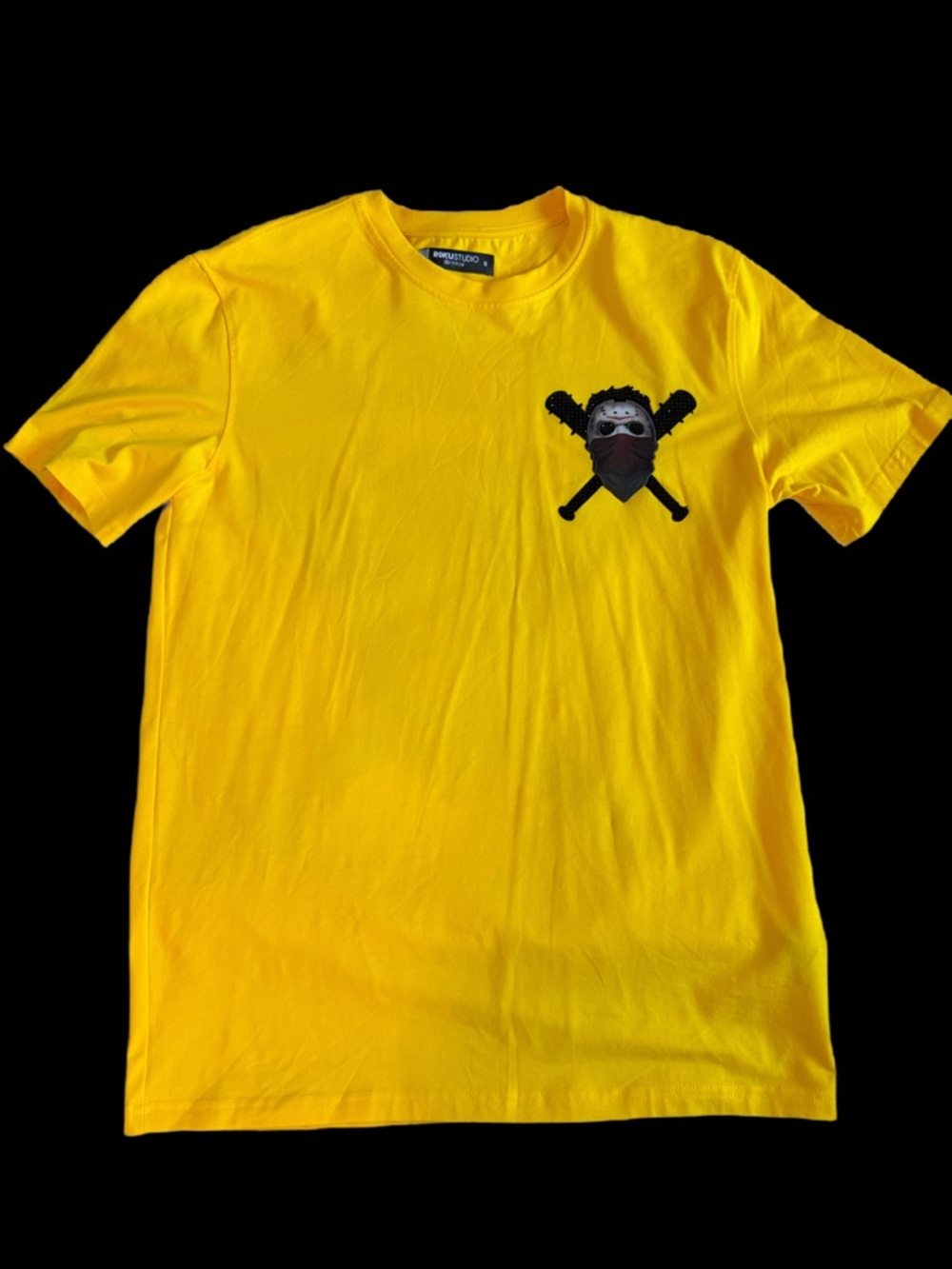 RokuStudio Yellow Graphic Short Sleeve Tee with Black Patch Logo